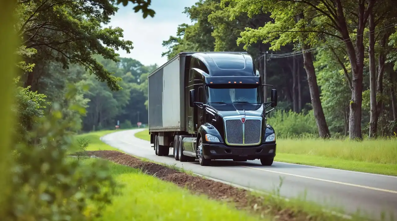 black-semi-truck-driving-scenic-road-1