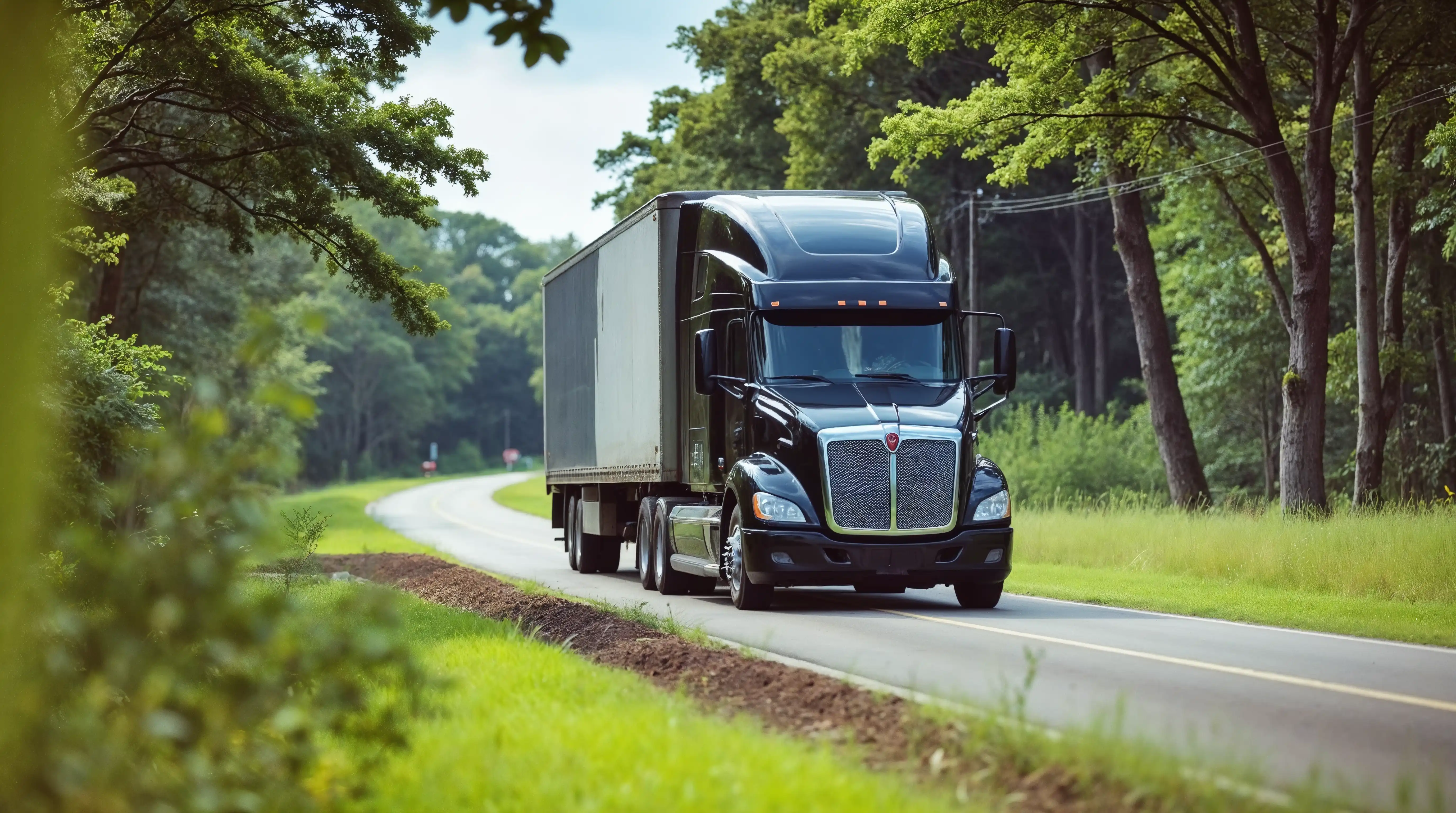 black-semi-truck-driving-scenic-road